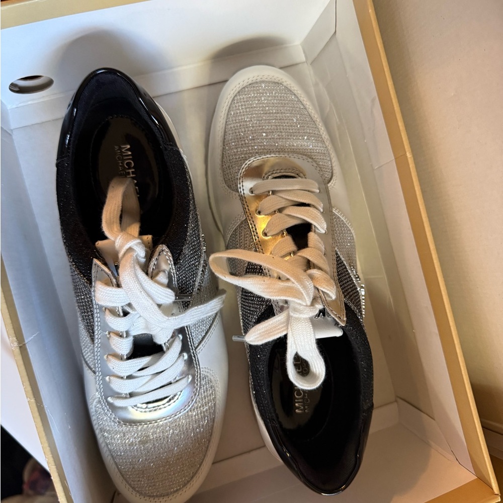 Michael Kors Women's Sneakers - Black and Silver Glitter